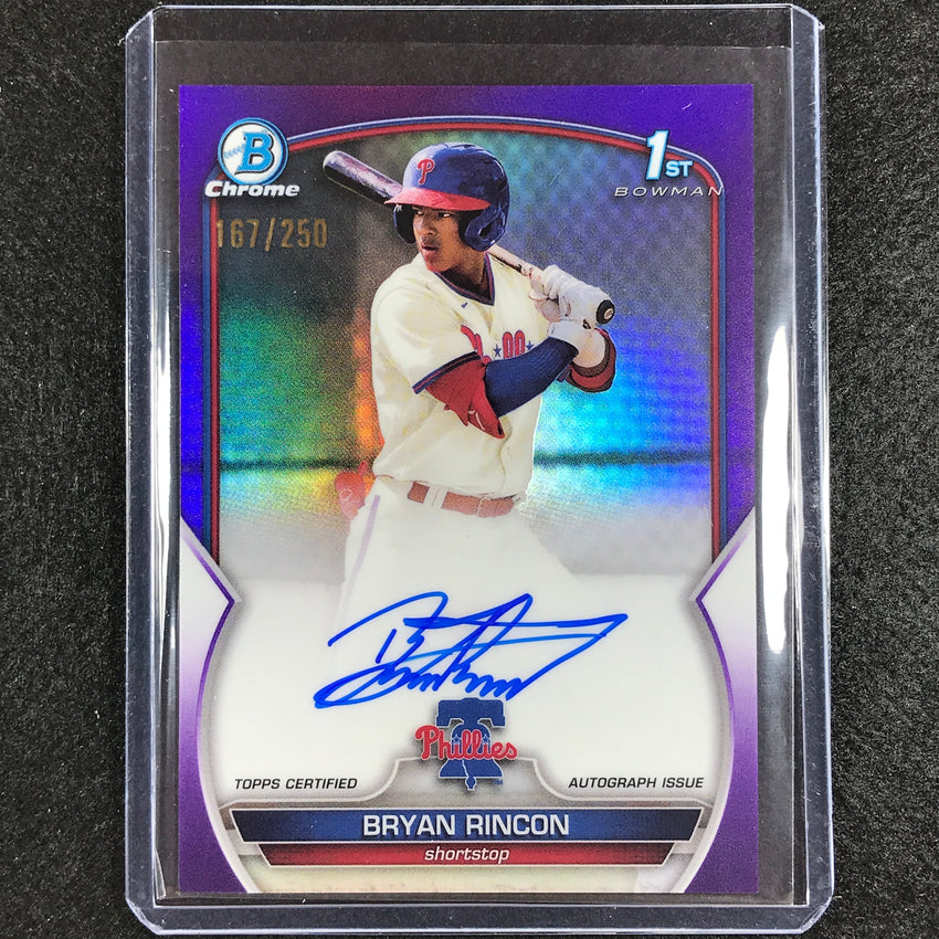 2023 Bowman Chrome Mlb Bryan Rincon 1st Bowman Prospect Auto Purple 167/250