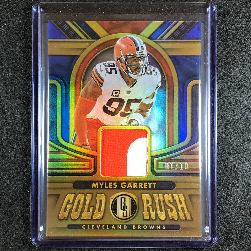 2023 Gold Standard Nfl Myles Garrett Gold Rush Relic Patch Sapphire 1/10