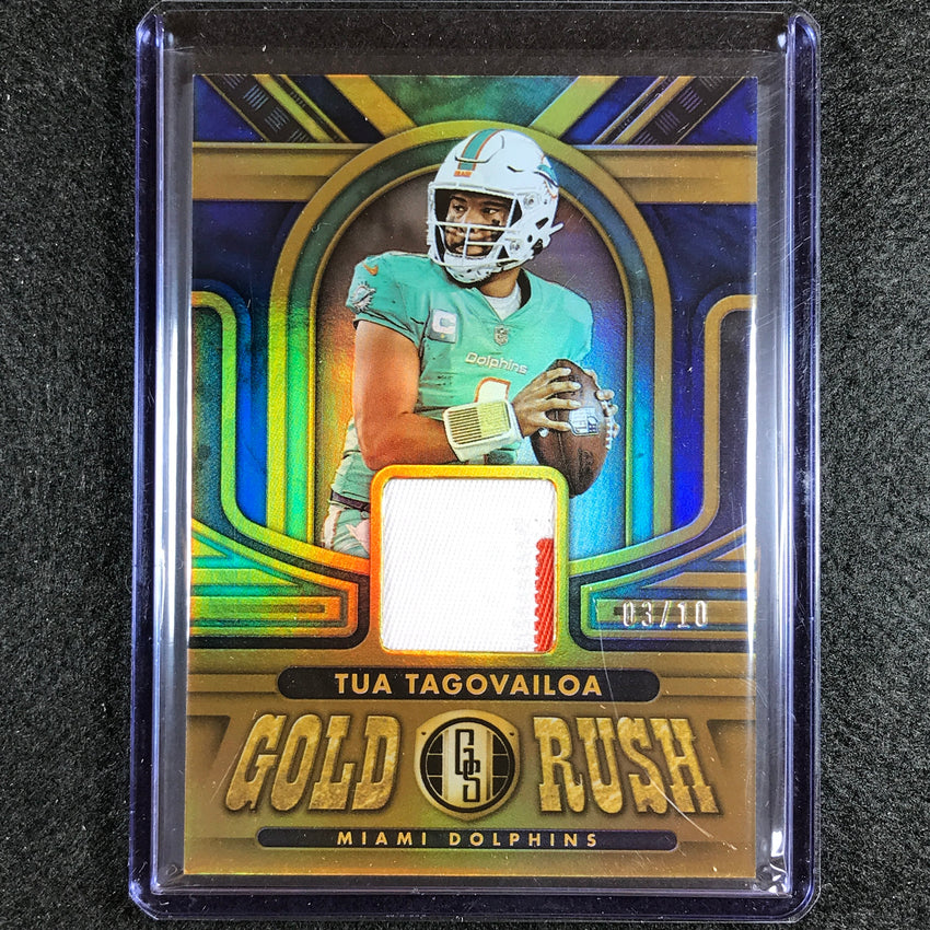 2023 Gold Standard Nfl Tua Tagovailoa Gold Rush Relic Patch Sapphire 3/10