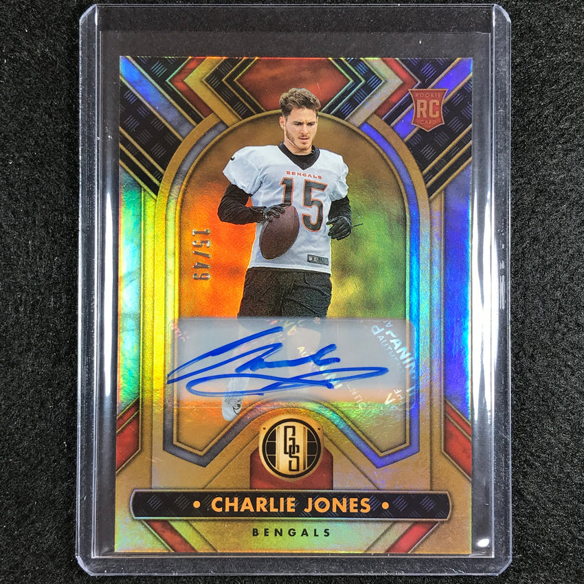2023 Gold Standard Nfl Charlie Jones Base Rookie Auto Platinum 15/49