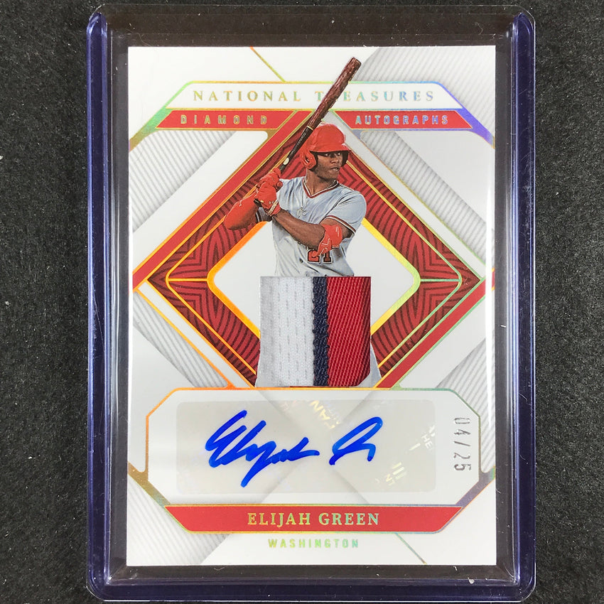 2023 National Treasures Elijah Green Diamond Patch Auto Holo Gold 4/25