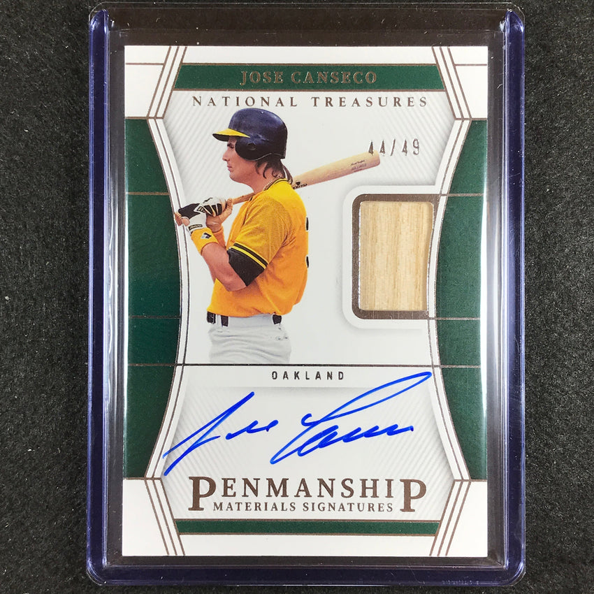 2023 National Treasures Jose Canseco Penmanship Relic Auto 44/49