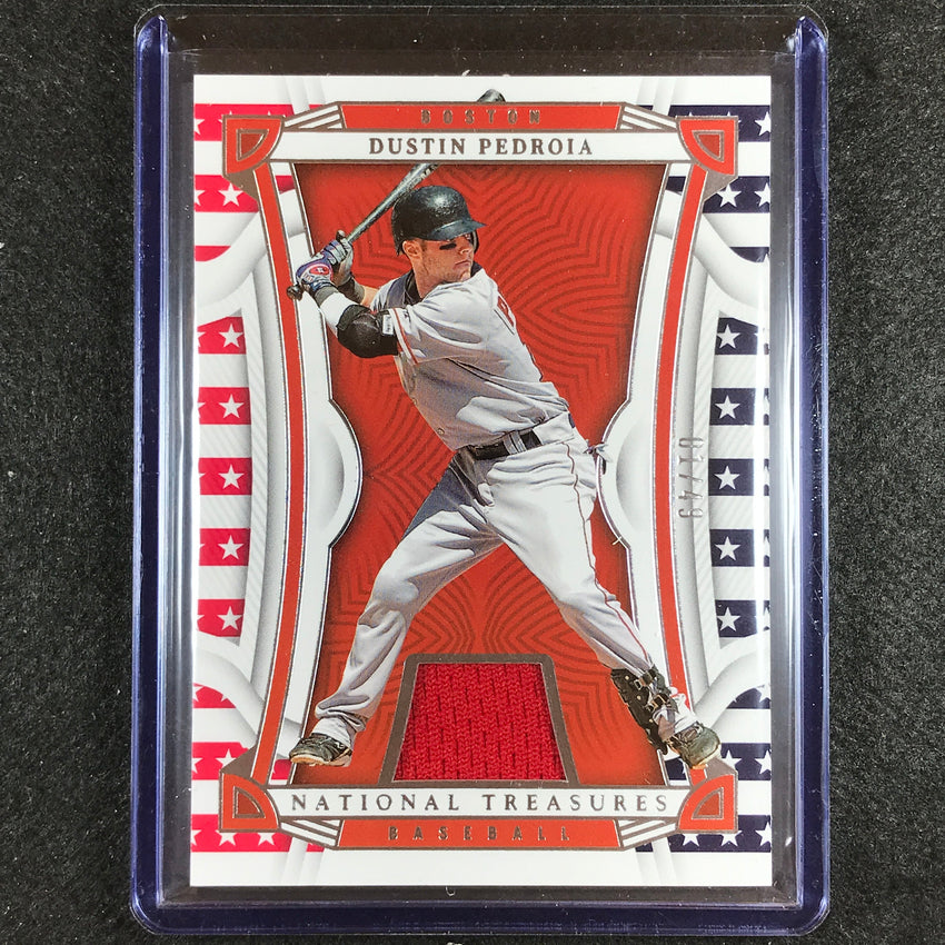 2023 National Treasures Dustin Pedroia Red White And Blue Base Jersey 1/49