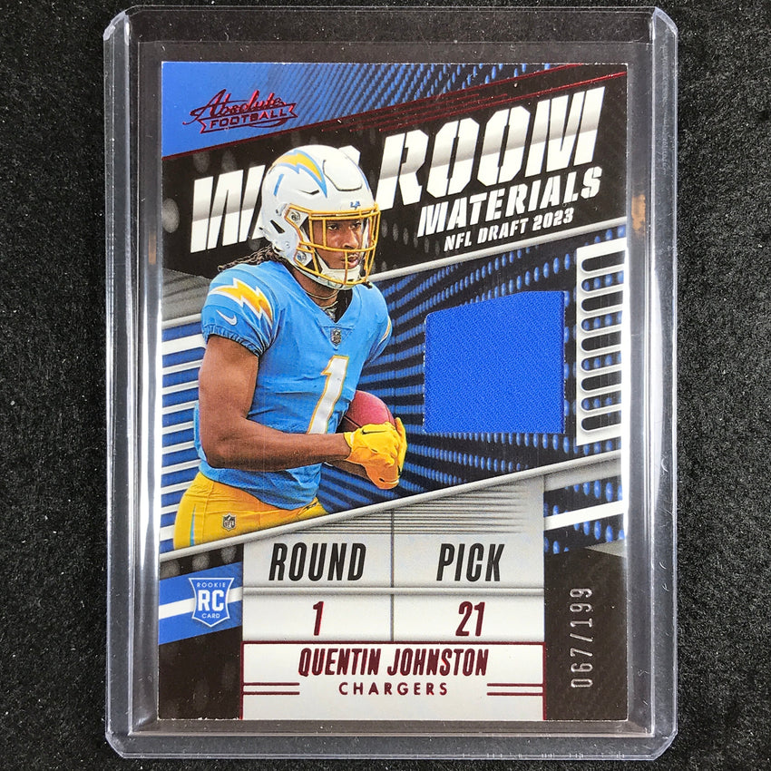 2023 Absolute Football Quentin Johnston War Room Materials Rookie Jersey 67/199