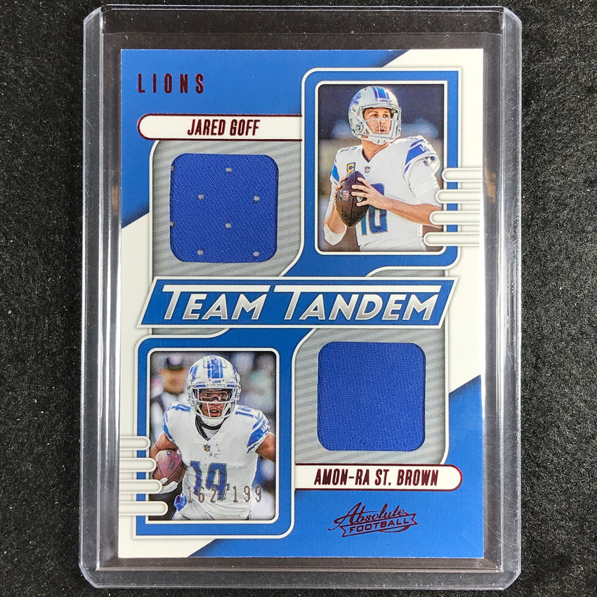 2023 Absolute Football Goff St. Brown Team Tandem Dual Jersey 162/199