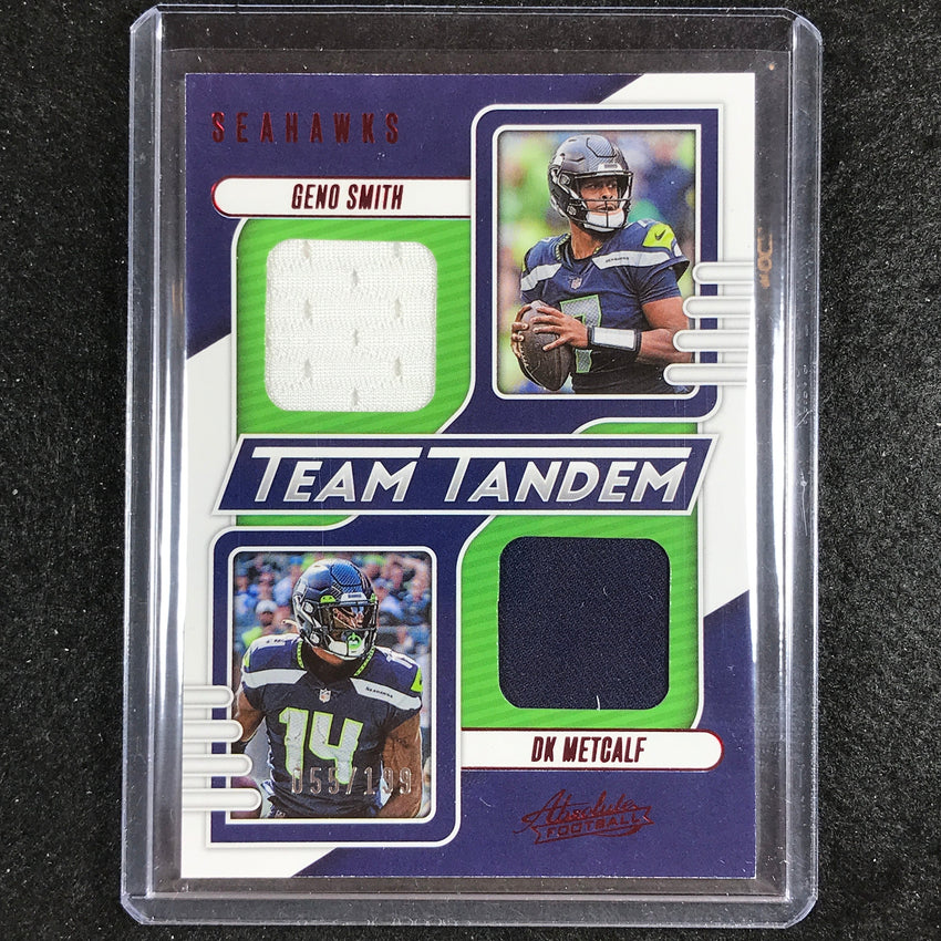 2023 Absolute Football GENO SMITH DK METCALF Team Tandem Dual Jersey 55/199