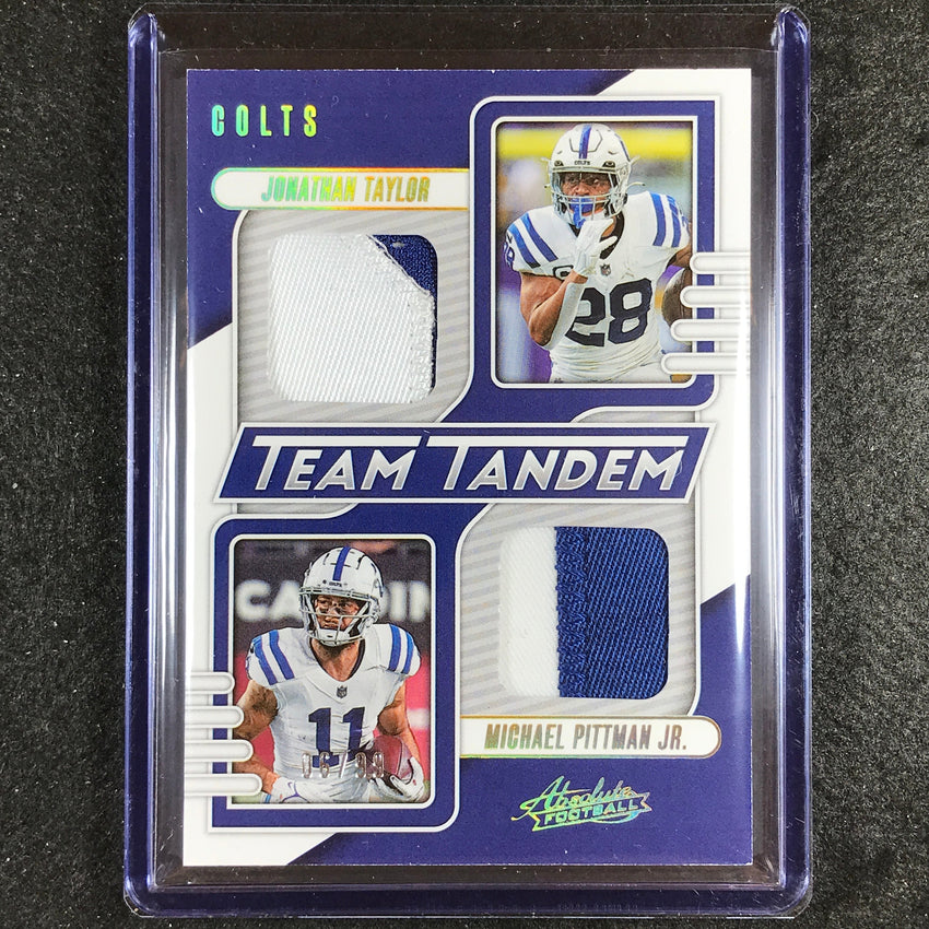 2023 Absolute Football Taylor Pittman Jr. Team Tandem Dual Patch Gold 6/99