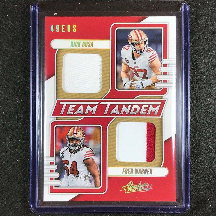 2023 Absolute Football Nick Bosa Fred Warner Team Tandem Dual Patch Gold 36/99