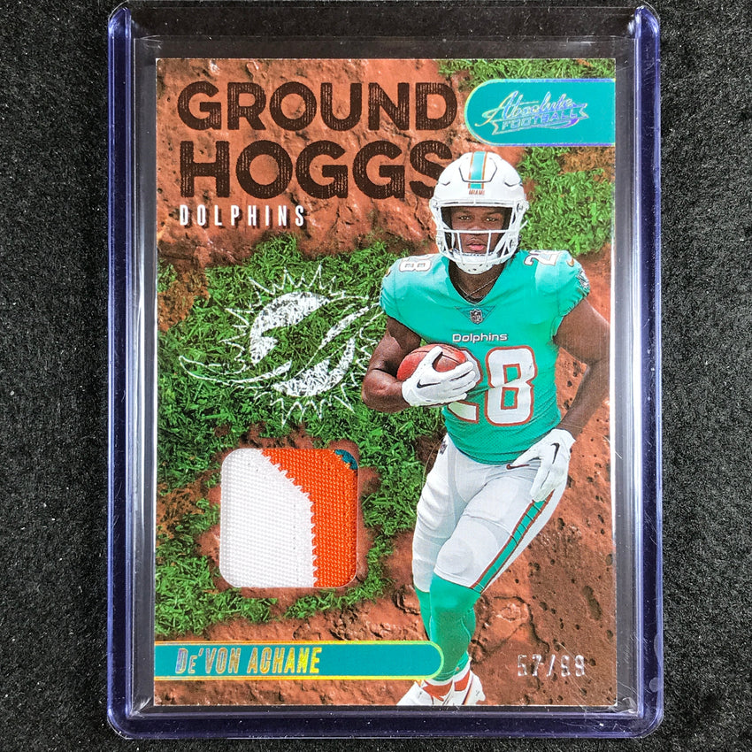 2023 Absolute Football Devon Achane Ground Hoogs Rookie Patch Relic Gold 57/99