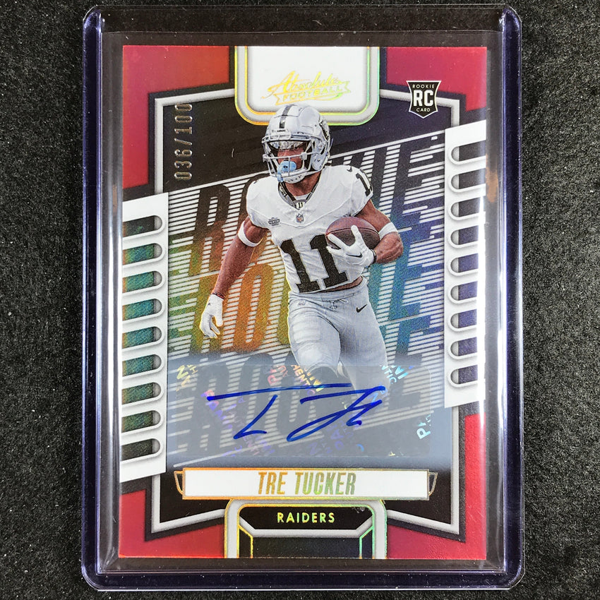2023 Absolute Football Tre Tucker Signature Rookie Auto Red 36/100