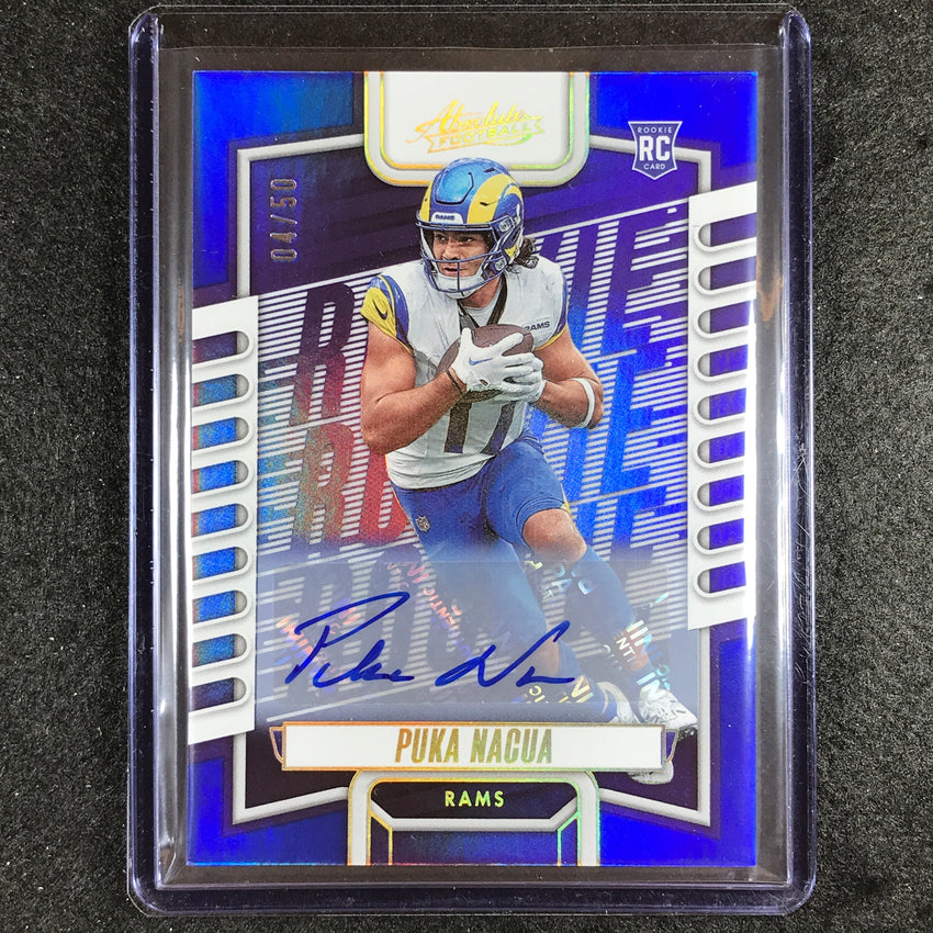 2023 Absolute Football Puka Nacua Signature Rookie Auto Blue 4/50
