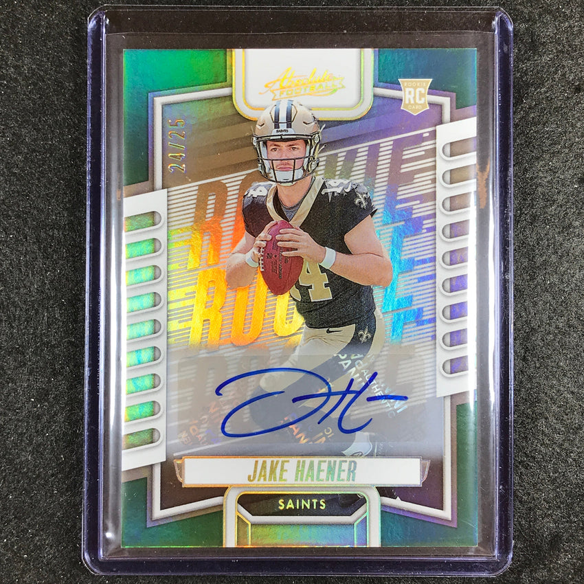 2023 Absolute Football Jake Haener Signature Rookie Auto Green 24/25