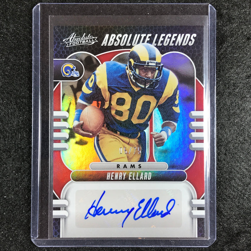 2023 Absolute Football Henry Ellard Absolute Legends Auto Red 5/75