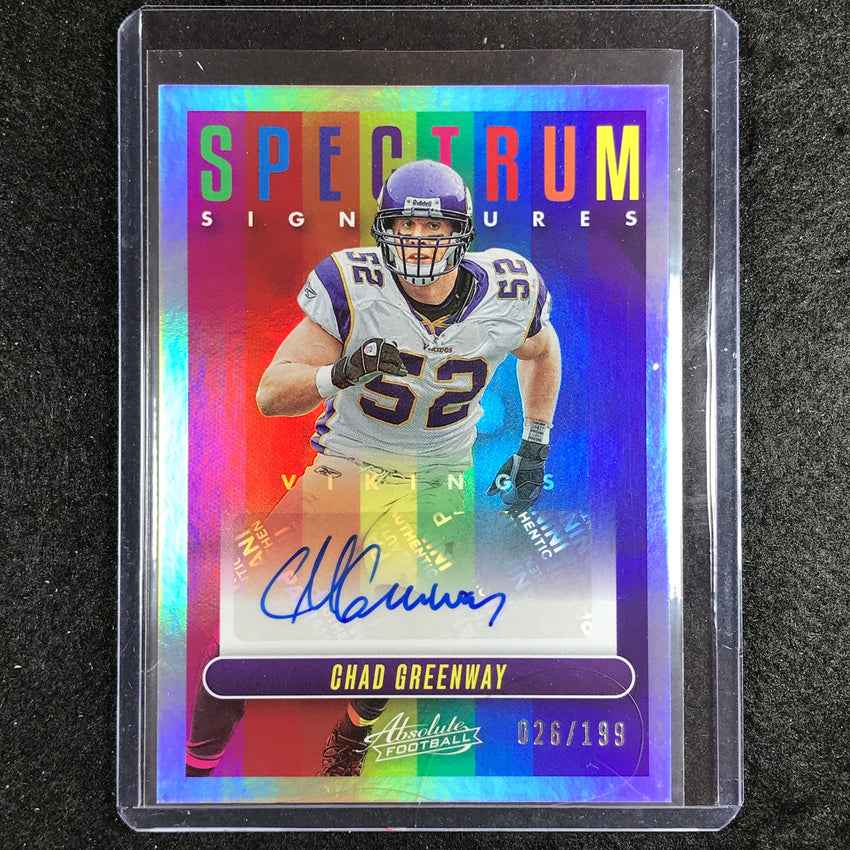 2023 Absolute Football Chad Greenway Spectrum Signatures Auto Silver 26/199