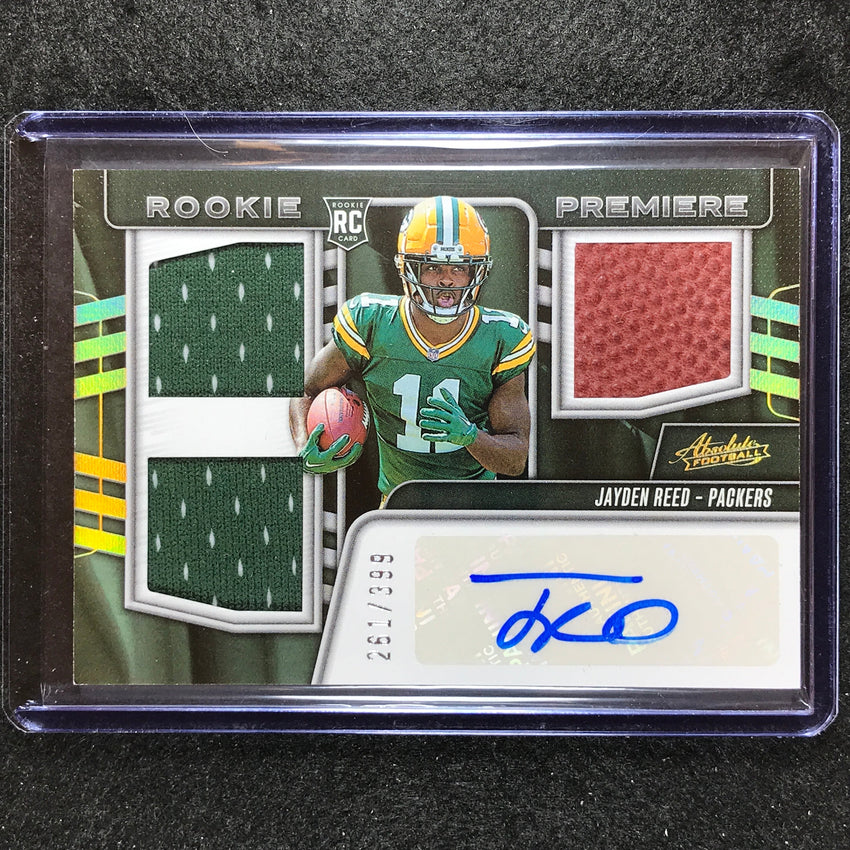 2023 Absolute Football Jayden Reed Rookie Premiere Materials Auto Jersey 261/399