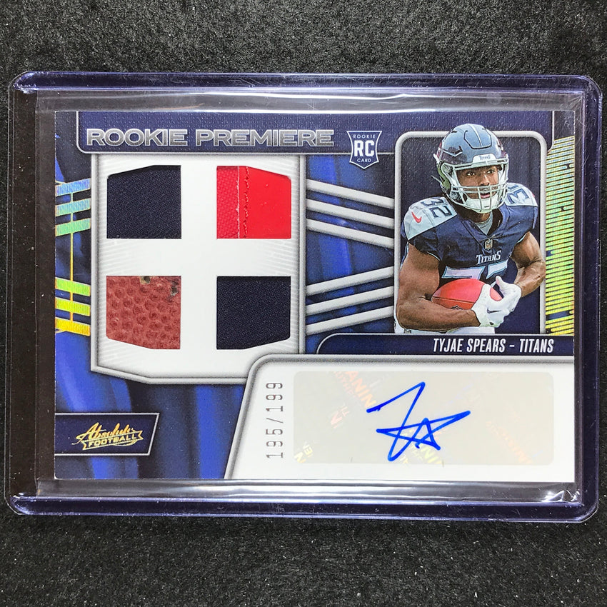 2023 Absolute Football Tyjae Spears Rookie Premiere Materials Auto Quad 195/199