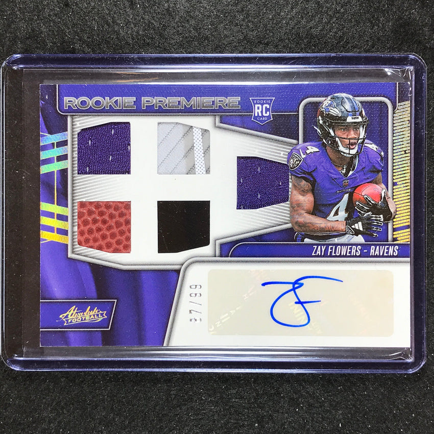 2023 Absolute Football Zay Flowers Rookie Premiere Materials Auto Five 87/99