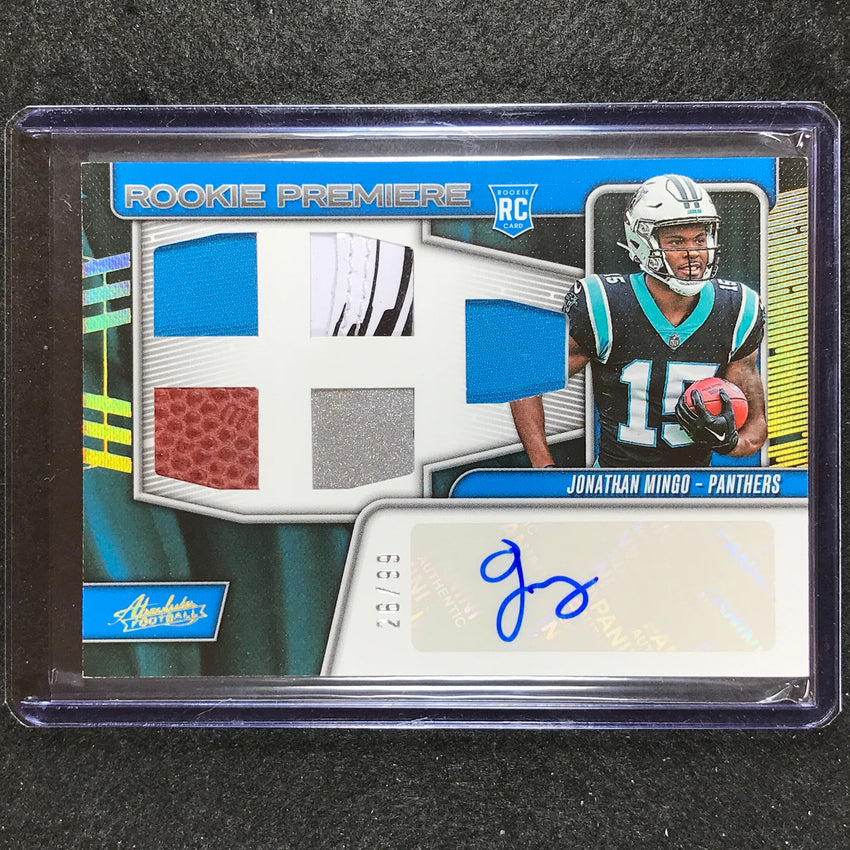 2023 Absolute Football Jonathan Mingo Rookie Premiere Materials Auto Five 26/99