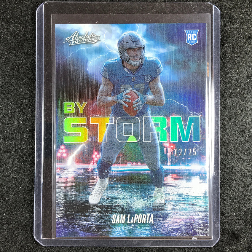 2023 Absolute Football Sam Laporta By Storm Rookie Green Spectrum 12/25