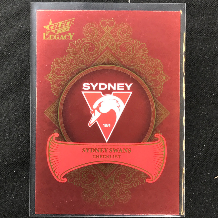 2023 Legacy Afl Sydney Swans Checklist Logo Legacy Plus 347/425