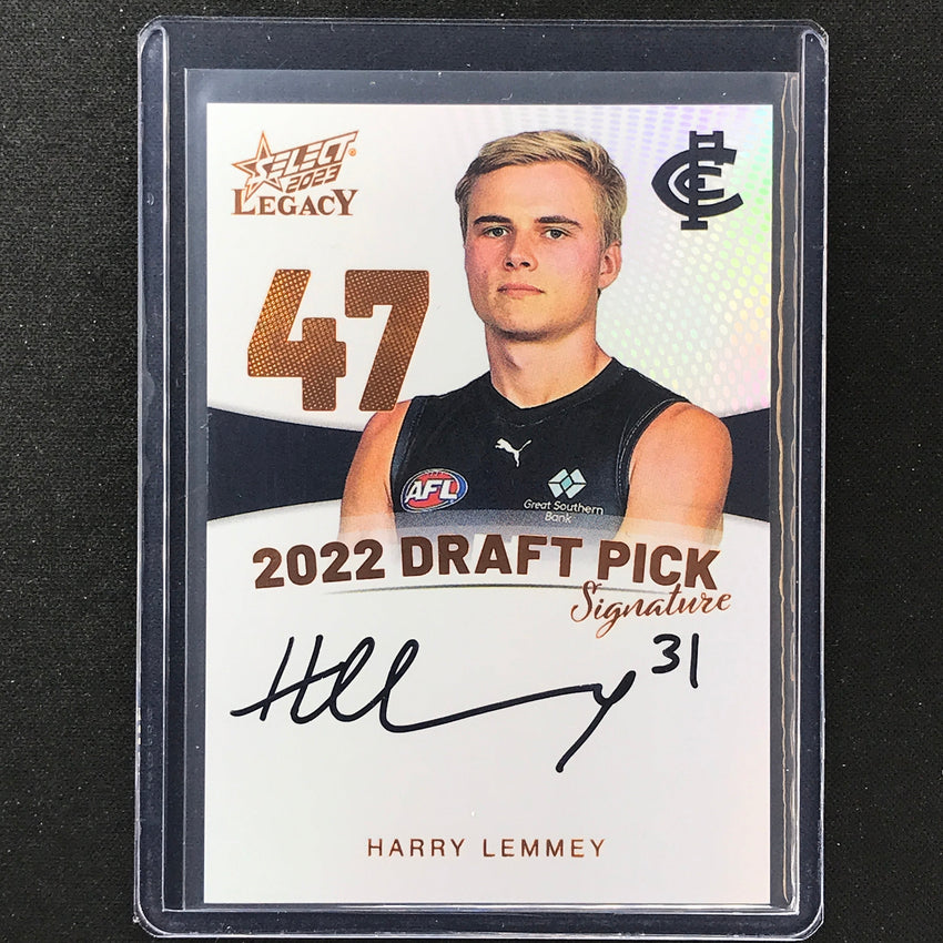 2023 Legacy Afl Harry Lemmey 2022 Draft Pick Signature Auto Copper 13/175