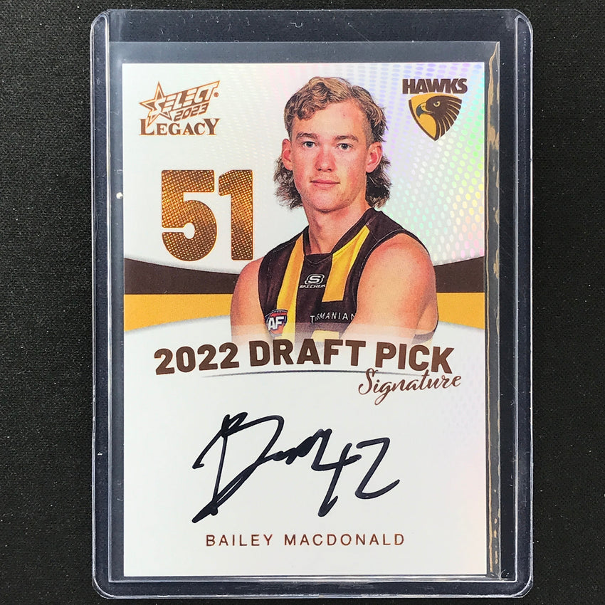 2023 Legacy Afl Bailey Macdonald 2022 Draft Pick Signature Auto Copper 147/175