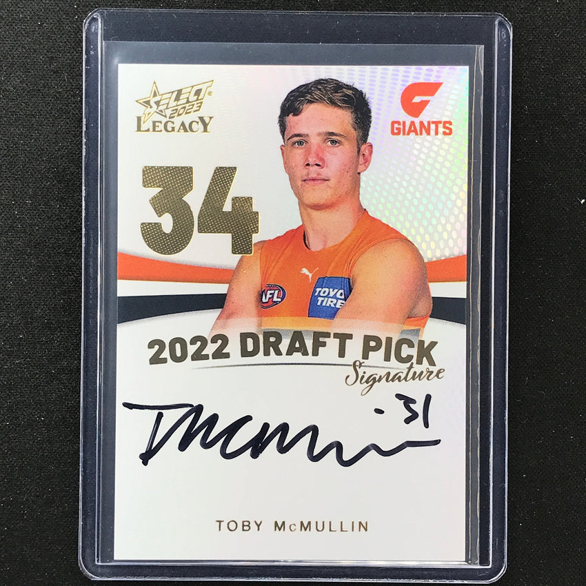 2023 Legacy Afl Toby Mcmullin 2022 Draft Pick Signature Auto Gold 15/90