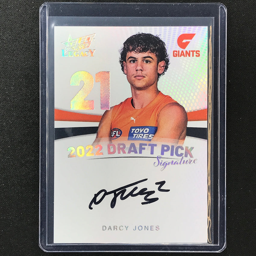 2023 Legacy Afl Darcy Jones 2022 Draft Pick Signature Auto Platinum 18/40