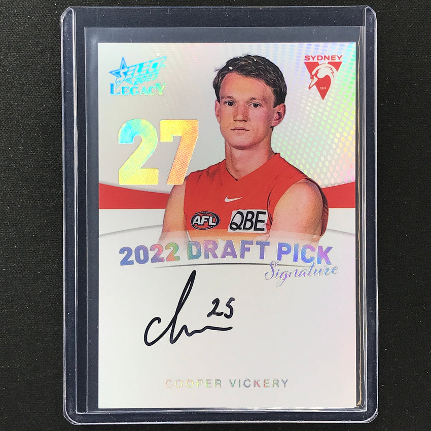 2023 Legacy Afl Cooper Vickery 2022 Draft Pick Signature Auto Platinum 04/40