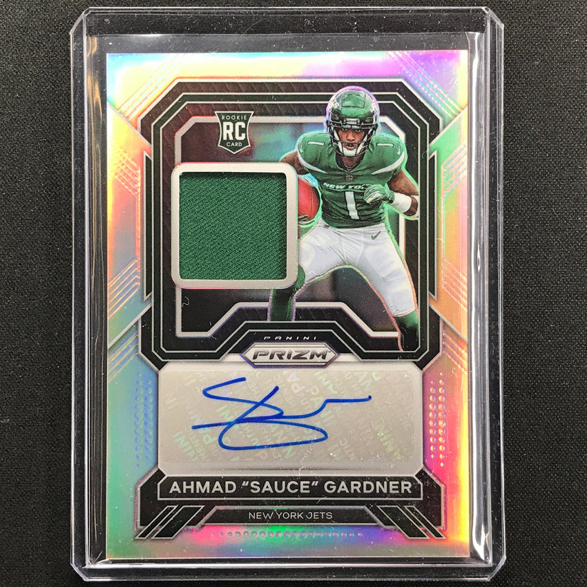 2022 Prizm Ahmad Sauce Gardner Rookie Jersey Patch Auto Silver 64/99