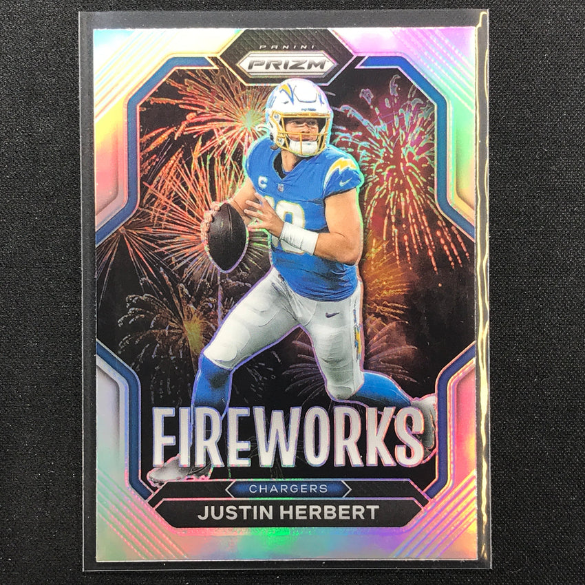 2022 Prizm Justin Herbert Fireworks Silver Prizm No 4