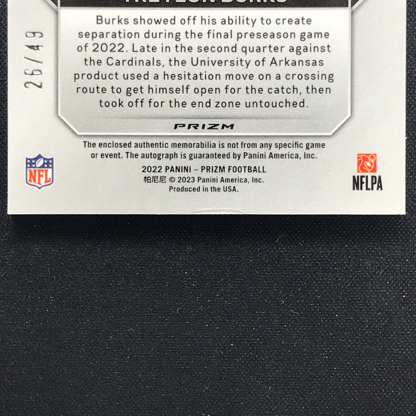 2022 Prizm Treylon Burks Rookie Patch Auto Purple Power 26/49
