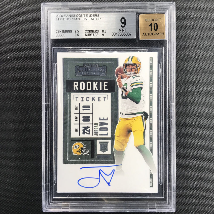 2020 Contenders Jordan Love Rookie Ticket Auto Variation No 111 BGS 9/10