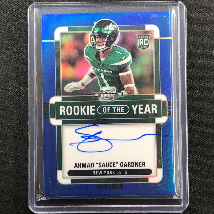 2022 Contenders Optic Ahmad Sauce Gardner Rookie Of The Year Auto Blue 45/60