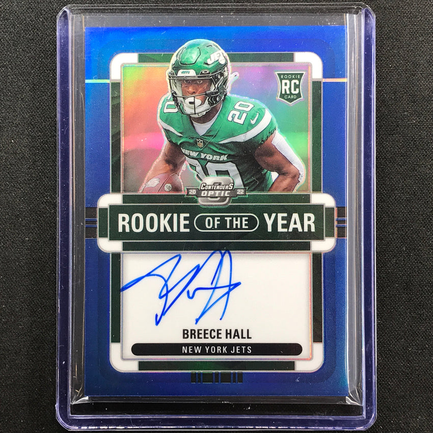 2022 Contenders Optic Breece Hall Rookie Of The Year Contenders Auto Blue 15/60