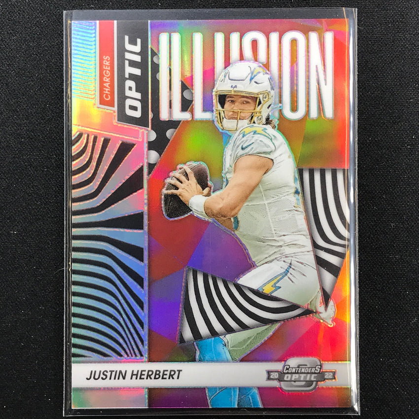 2022 Contenders Optic Justin Herbert Optic Illusion Silver Prizm No 6