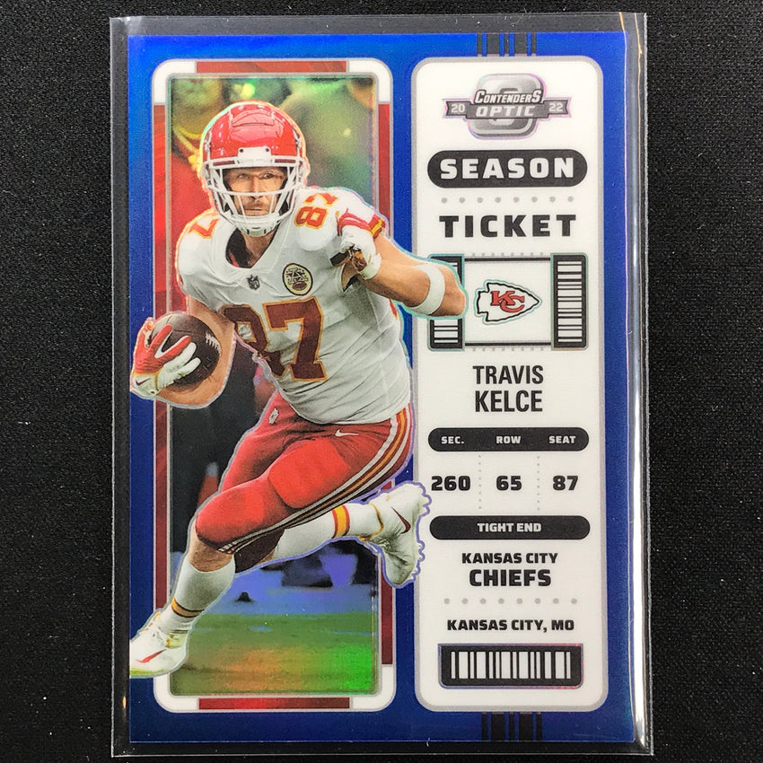 2022 Contenders Optic Travis Kelce Season Ticket Blue 39/99