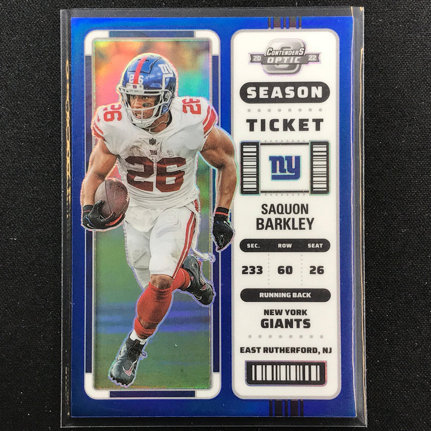 2022 Contenders Optic Saquon Barkley Season Ticket Blue 27/99