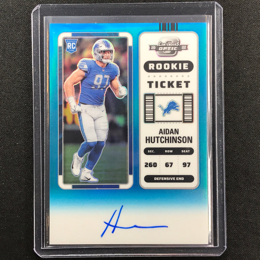 2022 Contenders Optic Aidan Hutchinson Rookie Ticket Rps Auto Teal 43/99