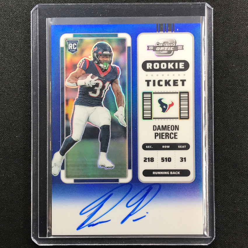 2022 Contenders Optic Dameon Pierce Rookie Ticket Rps Auto Blue 9/75