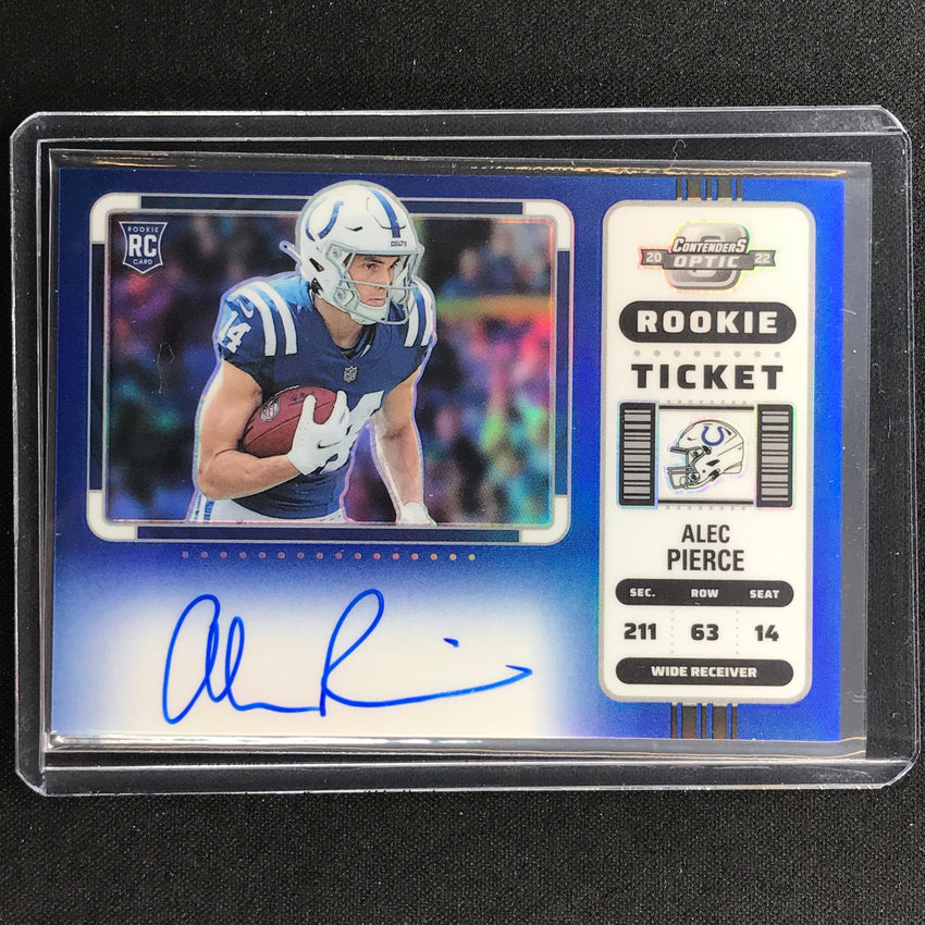 2022 Contenders Optic Alec Pierce Rookie Ticket Rps Variation Auto Blue 12/25