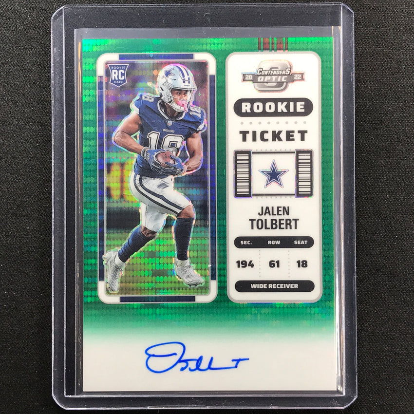 2022 Contenders Optic Jalen Tolbert Rookie Ticket Rps Auto Green Pulsar 21/30