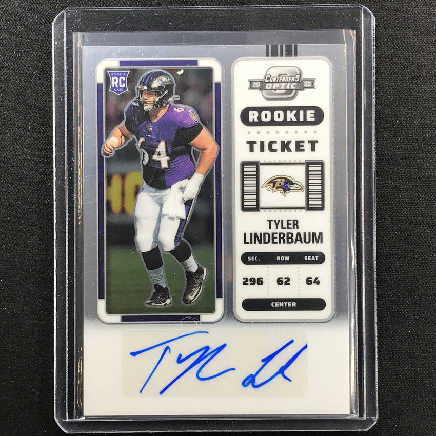 2022 Contenders Optic Tyler Linderbaum Rookie Ticket Auto Base No 204