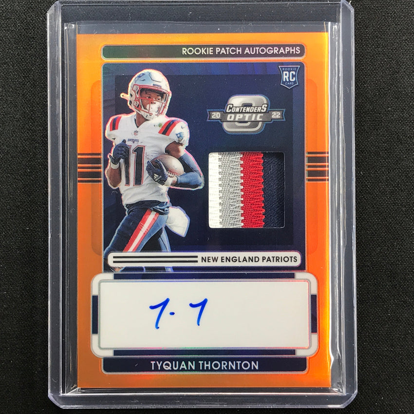 2022 Contenders Optic Tyquan Thornton Rookie Patch Auto Orange 8/25