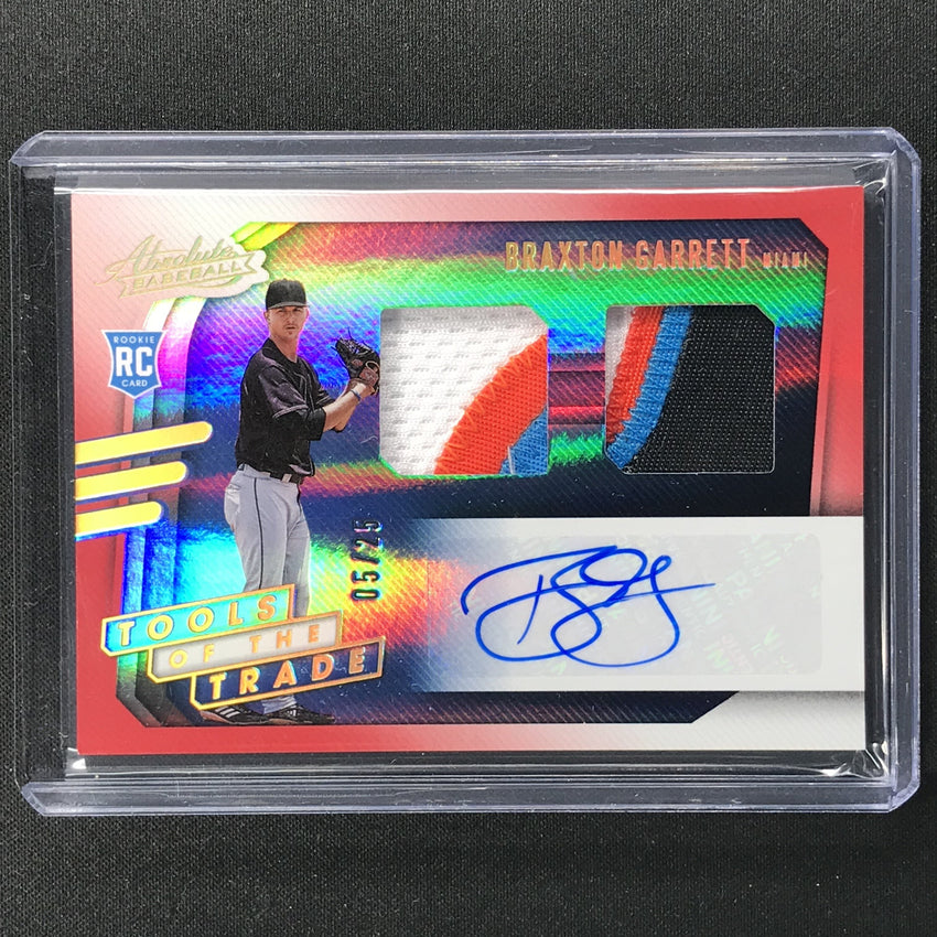 2021 Absolute Braxton Garrett Tools Of The Trade Rookie Dual Patch Auto Red 5/25