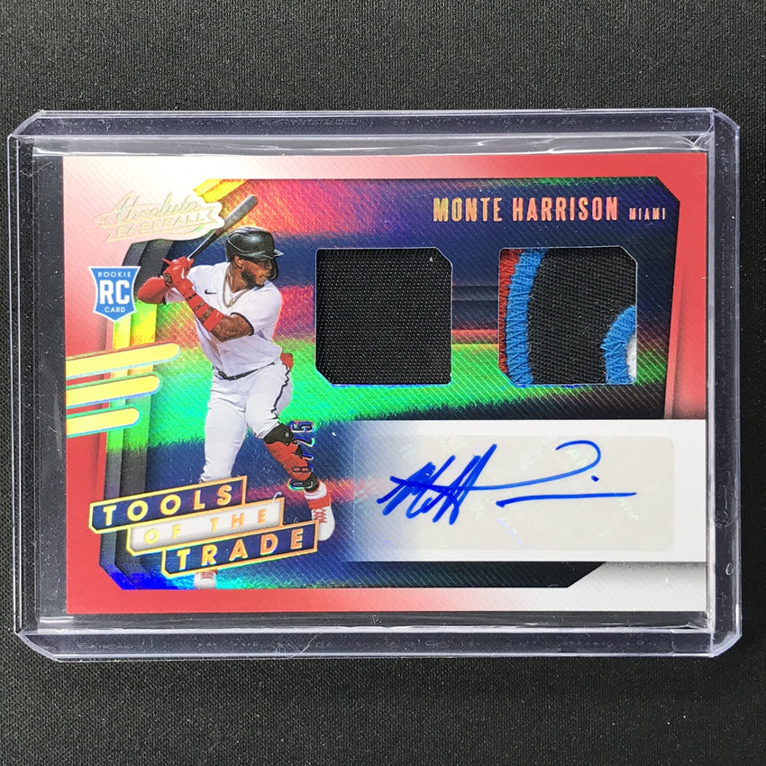 2021 Absolute Monte Harrison Tools Of The Trade Rookie Dual Patch Auto Red 8/25