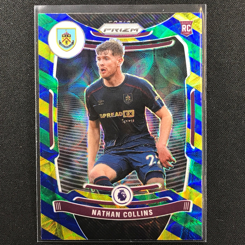 2021-22 Prizm Epl Nathan Collins Rookie Choice Blue Yellow Green Scope No 66