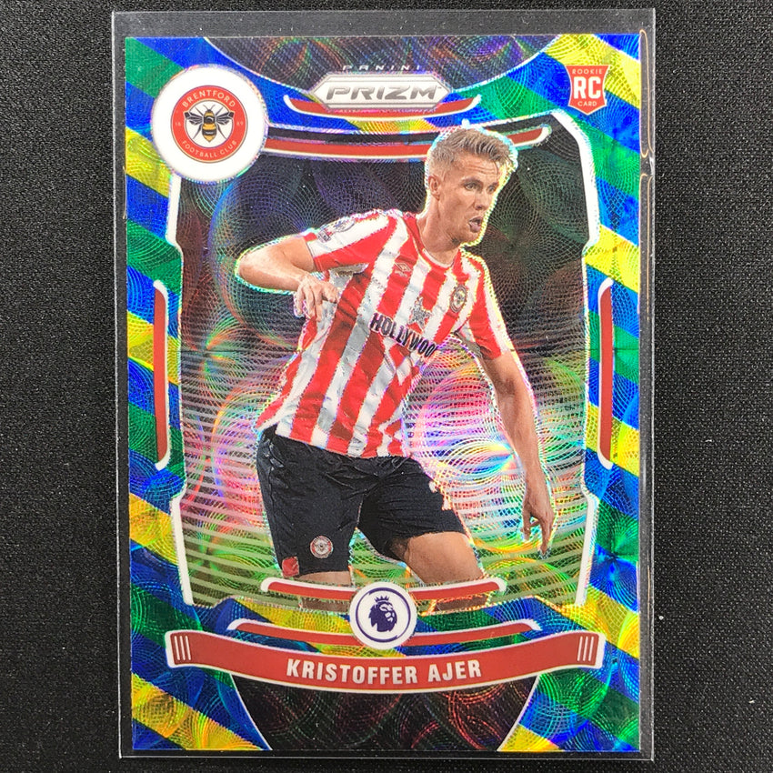 2021-22 Prizm Epl Kristoffer Ajer Rookie Choice Blue Yellow Green Scope No 141