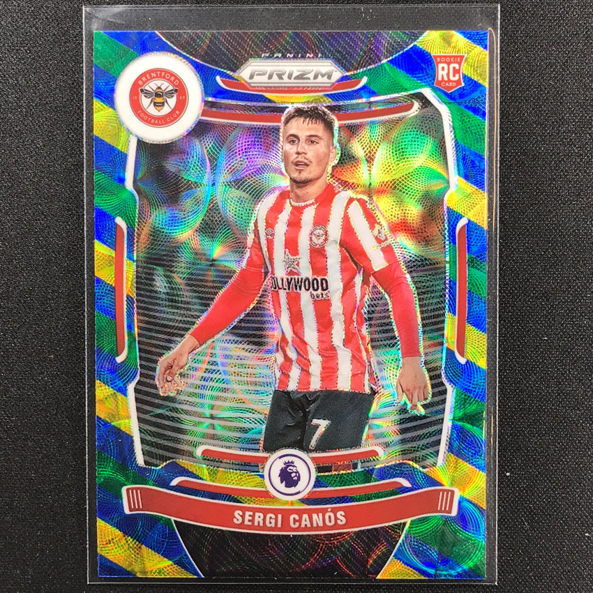 2021-22 Prizm Epl Sergi Canos Rookie Choice Blue Yellow Green Scope No 143
