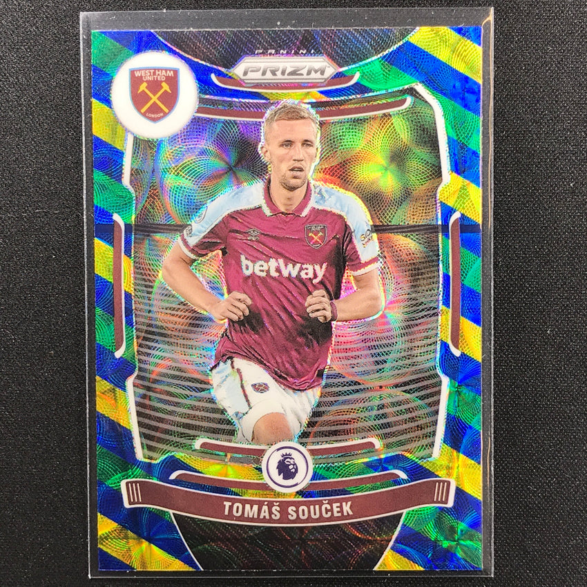 2021-22 Prizm Epl Tomas Soucek Choice Blue Yellow Green Scope No 238